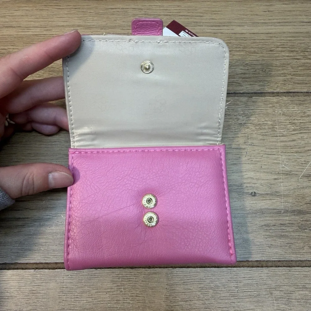 NWT Small Rose Bloom Pink Anna Indexer Rfid Blocking Mundi Mini Snap Wallet